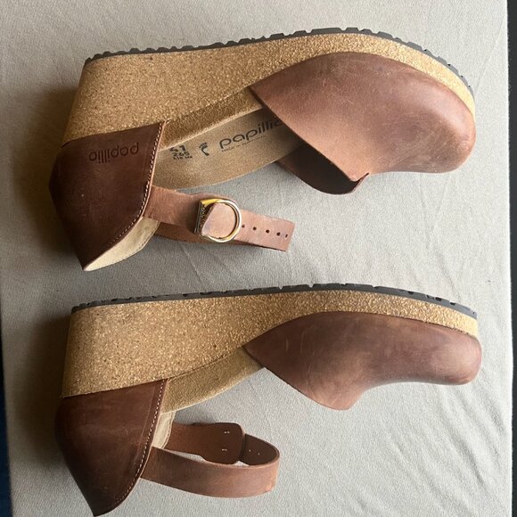 Birkenstock Papillio Mary Jane Wedges – Size 41, Cognac Leather, Suede Insole - Picture 2 of 6